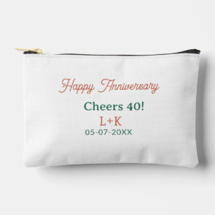Pochette À Accessoires Cheers 40 joyeux anniversaire orange vert nom date