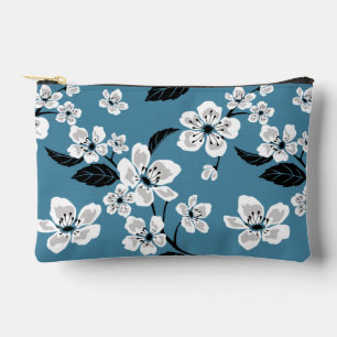 POCHETTE À ACCESSOIRES CHERRY BLOSSOM - MOTIF SAKURA EN BLEU FUMÉ