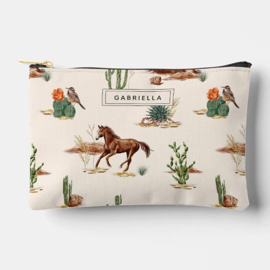 Pochette À Accessoires Cheval de désert de cactus occidental Cowgirl Pers (Recto)