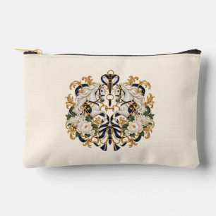 Pochette À Accessoires Cheval Équestre de Luxe Navy Or & Ivoire