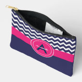 Pochette À Accessoires Chevron bleu foncé rose (Ouvrir)