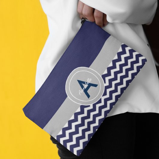 Pochette À Accessoires Chevron gris foncé
