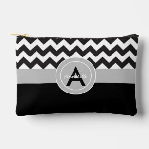 Pochette À Accessoires Chevron gris noir