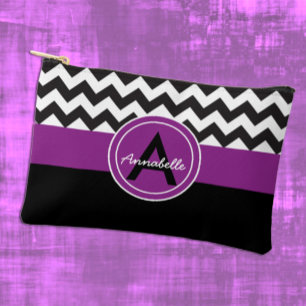 Pochette À Accessoires Chevron Noir Violet
