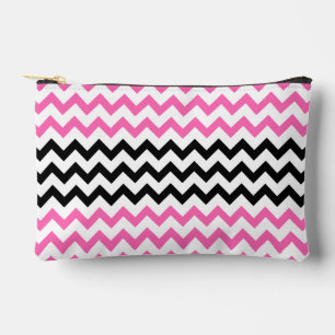Pochette À Accessoires Chevron rose et noir par Shirley Taylor