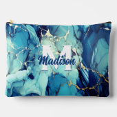 Pochette À Accessoires chic aqua bleu marbre faux or parties scintillant  (Recto)