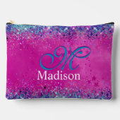 Pochette À Accessoires Chic aqua rose irisé parties scintillant monogramm (Recto)