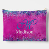 Pochette À Accessoires Chic aqua rose irisé parties scintillant monogramm (Verso)
