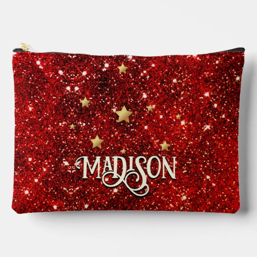 Pochette À Accessoires Chic blanc rouge noir parties scintillant monogram (Recto)