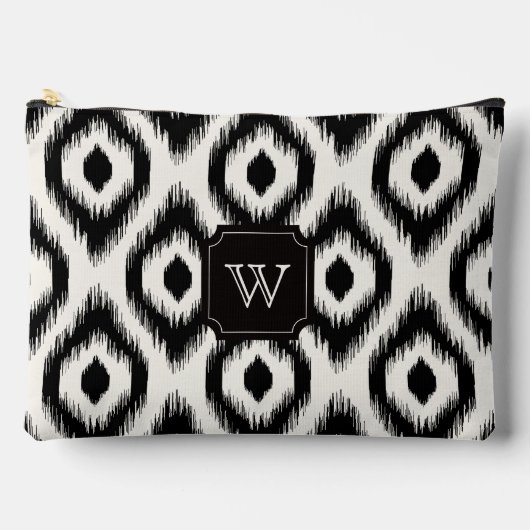 Pochette À Accessoires Chic chic noir diamant ivoire Ikat Monogramme (Recto)
