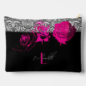 Pochette À Accessoires Chic dentelle & Roses Personnalisé (Verso)
