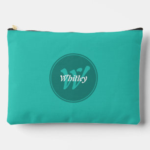 Pochette À Accessoires Chic Dual Color Turquoise Teal Nom Personnalisé Gr