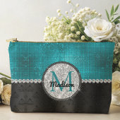 Pochette À Accessoires Chic faux Parties scintillant argent Turquoise noi