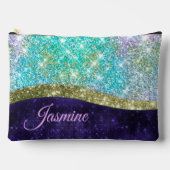 Pochette À Accessoires Chic irisé violet bleu faux parties scintillant mo (Recto)
