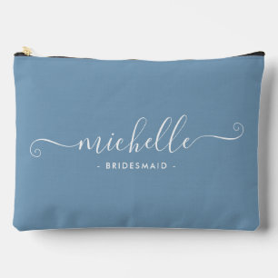Pochette À Accessoires Chic Minimaliste Bleu Lac Personnalisé Demoiselle