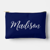 Pochette À Accessoires Chic Navy Blue Name Custom Handwritten Script (Recto)