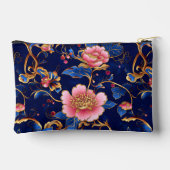 Pochette À Accessoires Chic rose cobalt bleu motif floral (Verso)
