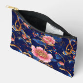Pochette À Accessoires Chic rose cobalt bleu motif floral (Ouvrir)