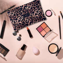 Chic Rose or noir Empreinte de léopard Monogrammé