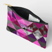 Pochette À Accessoires Chic rose violet gris géométrique (Ouvrir)