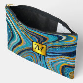 Pochette À Accessoires Chic Sparkle Parties scintillant marbre art bleu o (Ouvrir)