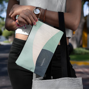 Pochette À Accessoires Chic Turquoise & Beige Classy Personnalisable Mini