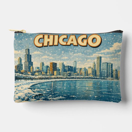 Pochette À Accessoires Chicago skyline and Lake Michigan in winter  (Recto)