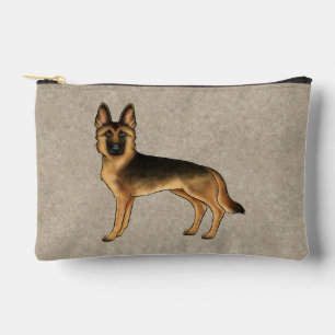 Pochette À Accessoires Chien caricature Allemand Noir Et Tan Brown