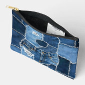 Pochette À Accessoires Chien Patchwork Art Denim (Ouvrir)