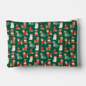 Pochette À Accessoires Chiens de Noël Vert Personnalisé Fille Cosmétique (Verso)
