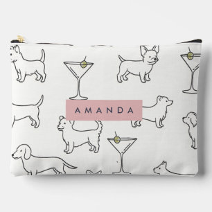 Pochette À Accessoires Chiens mignons et ludiques personnalisés & Martini