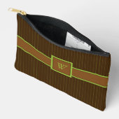 Pochette À Accessoires Chocolat avec rayures au citron vert (Ouvrir)