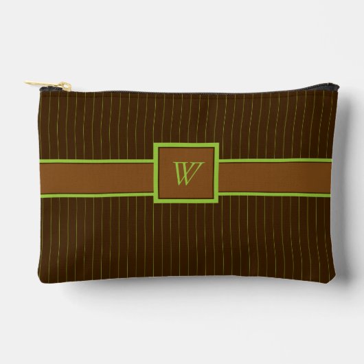 Pochette À Accessoires Chocolat avec rayures au citron vert (Recto)