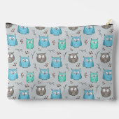 Pochette À Accessoires Chouette gris bleu mou Motif Monogramme (Verso)