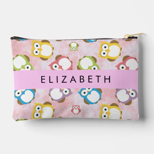 Pochette À Accessoires Chouettes mignonnes, Chouette Motif, Chouettes col (Verso)