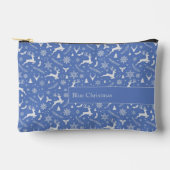 Pochette À Accessoires Christmas Reindeer Pattern Blue with Text (Recto)