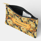 Pochette À Accessoires Chrysanthème Navy et Or (Ouvrir)