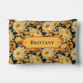 Pochette À Accessoires Chrysanthème Navy et Or (Recto)