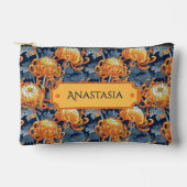 Pochette À Accessoires Chrysanthèmes bleus et dorés (Recto)