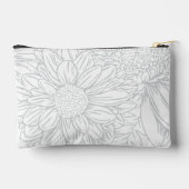 Pochette À Accessoires Chrysanthèmes gris sur fond blanc avec nom (Verso)