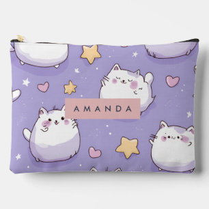 Pochette À Accessoires Chubby Personnalisé Chat & Pastel Star Motif