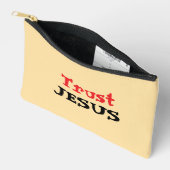 Pochette À Accessoires Citation chrétienne "Confiance Jésus" Beurre Jaune (Ouvrir)