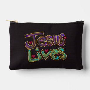 Pochette À Accessoires Citation Chrétienne ‘Jésus Vit’ Nom Personnalisé