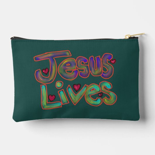 Pochette À Accessoires Citation chrétienne ‘Jésus vit’ Vert (Verso)