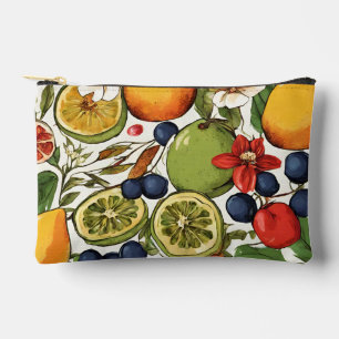 Pochette À Accessoires Citrons méditerranéens, citrons et fleurs. Peints