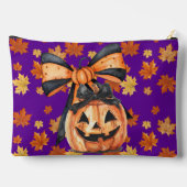 Pochette À Accessoires Citrouille Coquette d'Automne/Halloween Mignonne (Verso)