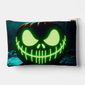 Pochette À Accessoires citrouille d'Halloween vert éffrayant (Verso)