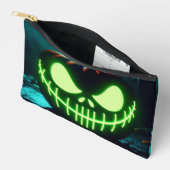 Pochette À Accessoires citrouille d'Halloween vert éffrayant (Ouvrir)