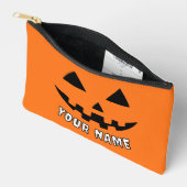 Pochette À Accessoires Citrouille orange personnalisé Halloween Votre Nom (Ouvrir)