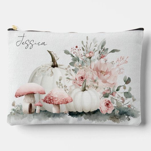 Pochette À Accessoires Citrouilles et fleurs d'automne (Recto)